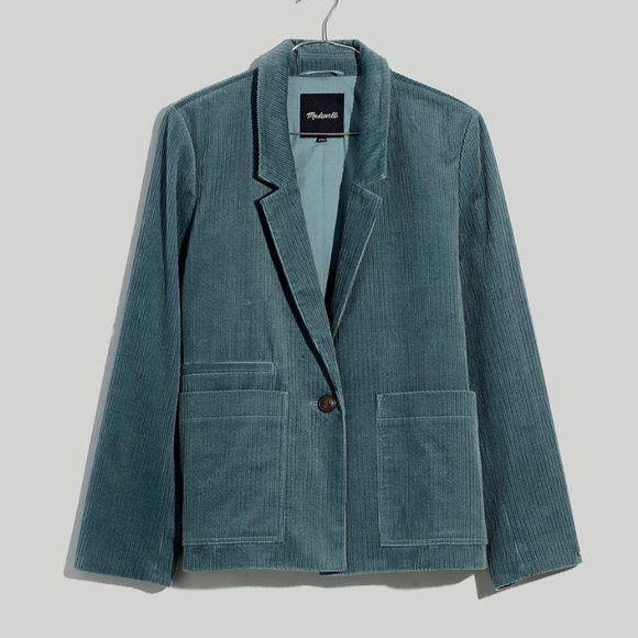 Madewell Corduroy Crop Dorset Blazer in Faded Shale